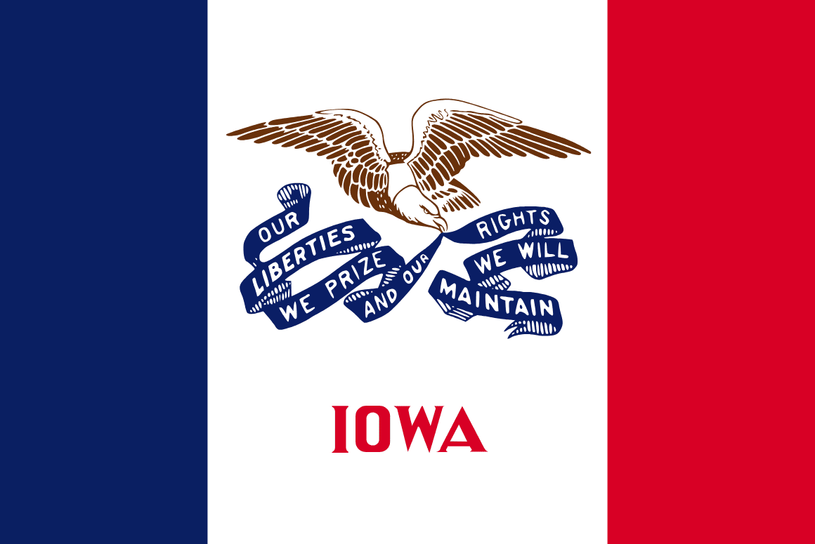 Iowa bandera estatal — tarifas de seguro de auto 2026