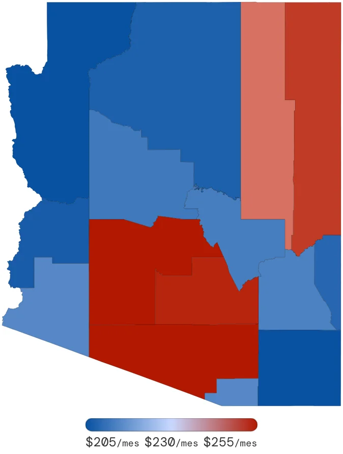 Tarifas de Seguro de Auto en Arizona por Condado – junio de 2026