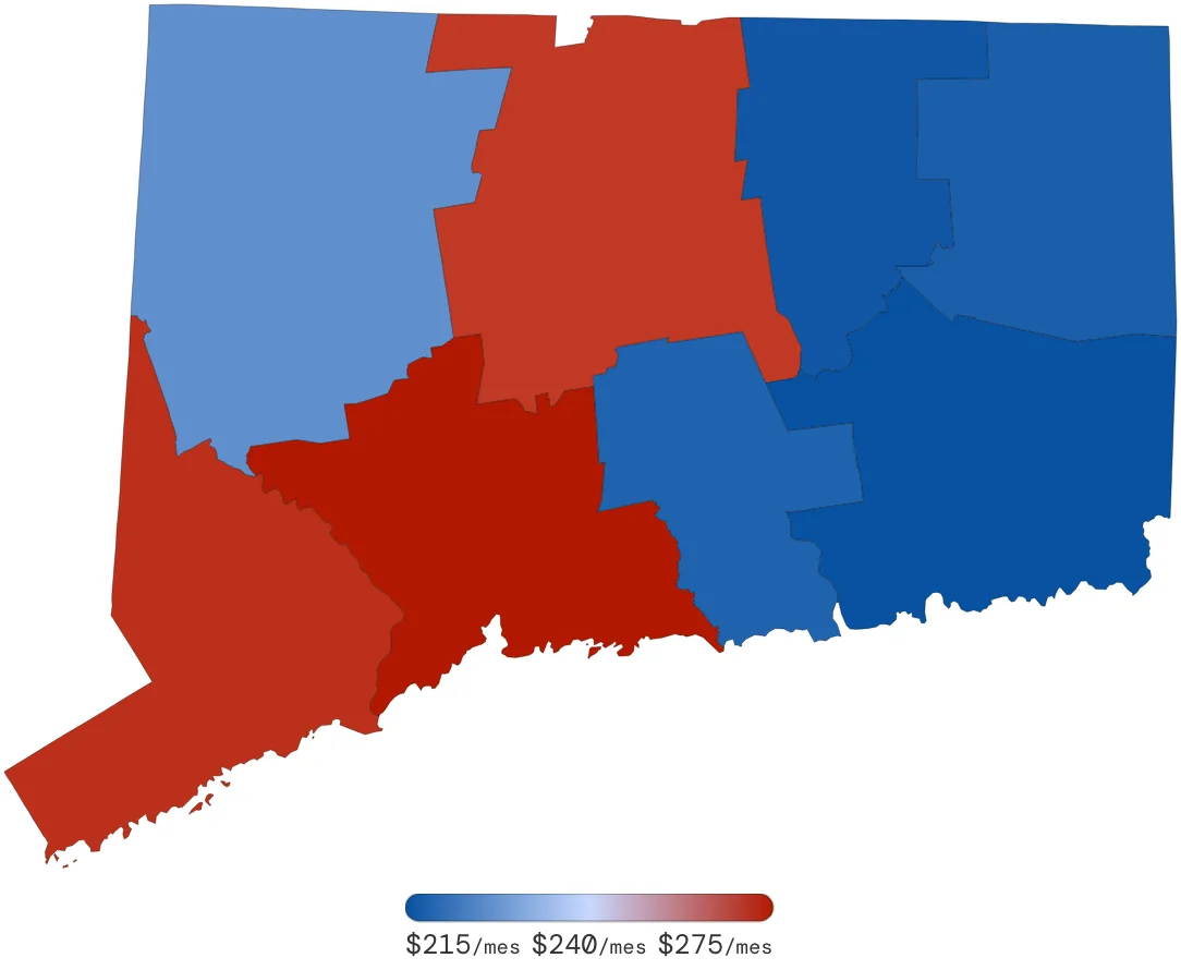 Tarifas de Seguro de Auto en Connecticut por Condado – junio de 2026