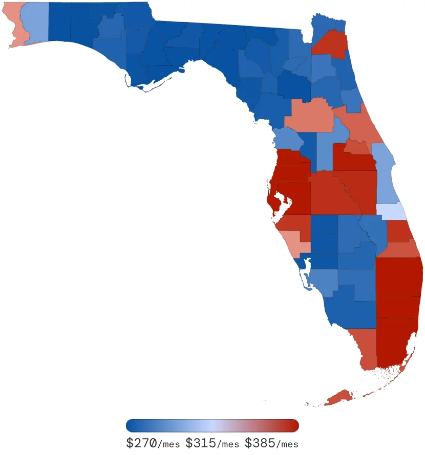 Tarifas de Seguro de Auto en Florida por Condado – junio de 2026