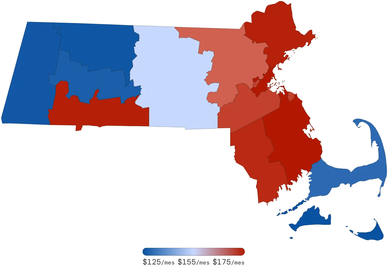 Tarifas de Seguro de Auto en Massachusetts por Condado – junio de 2026