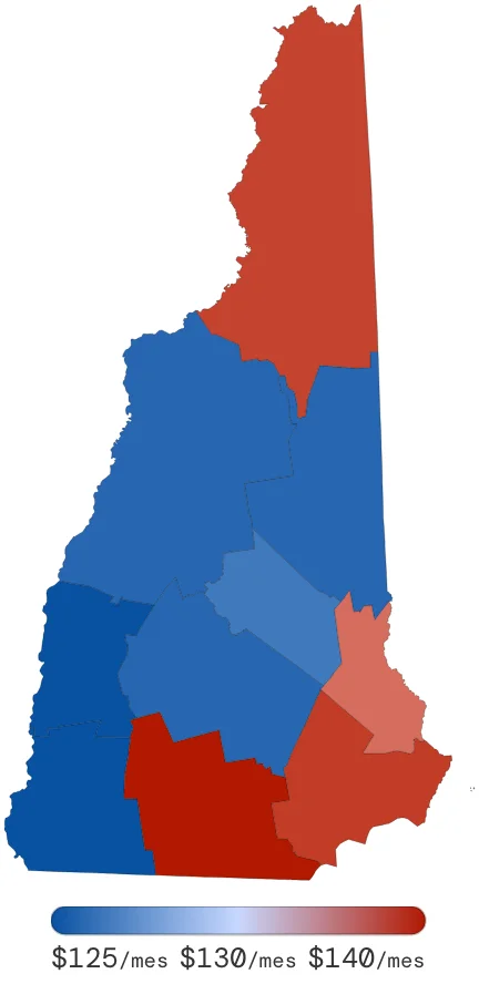 Tarifas de Seguro de Auto en New Hampshire por Condado – junio de 2026