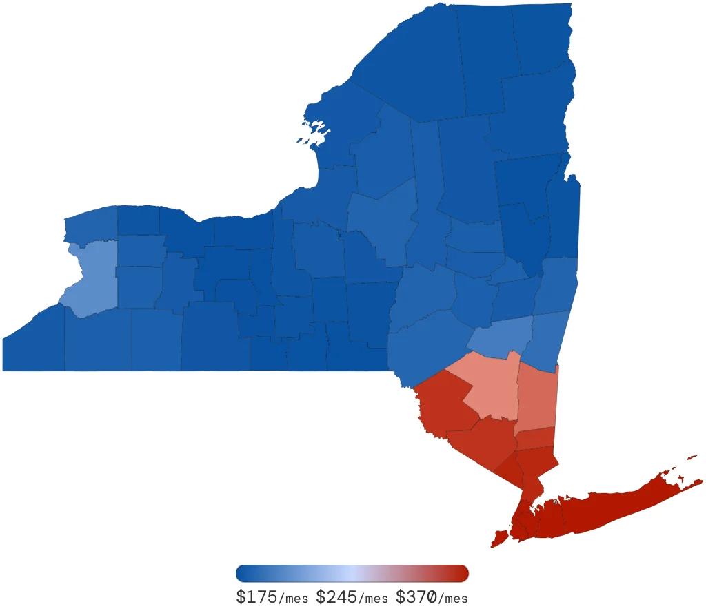 Tarifas de Seguro de Auto en Nueva York por Condado – junio de 2026