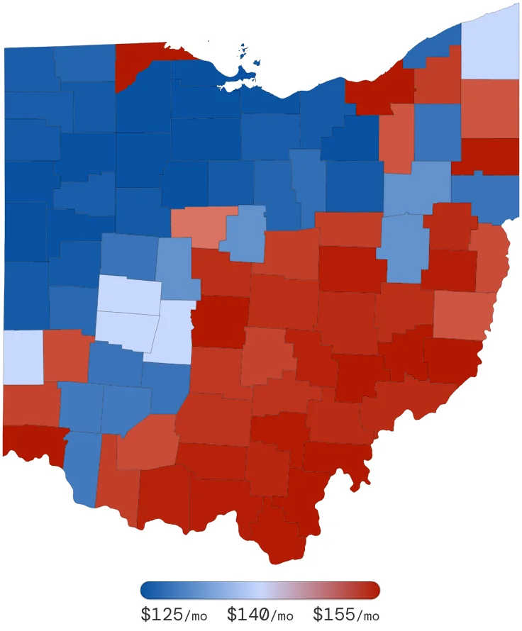 Ohio Car Insurance Rates by County June 2026