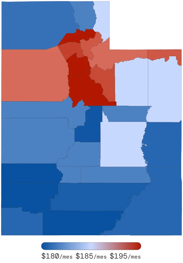 Tarifas de Seguro de Auto en Utah por Condado – junio de 2026