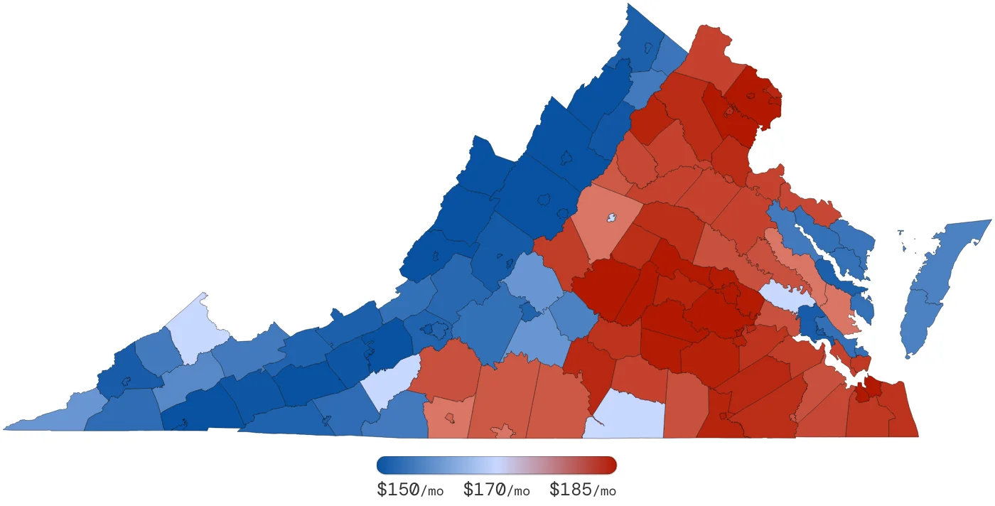 Virginia Car Insurance Rates by County June 2026