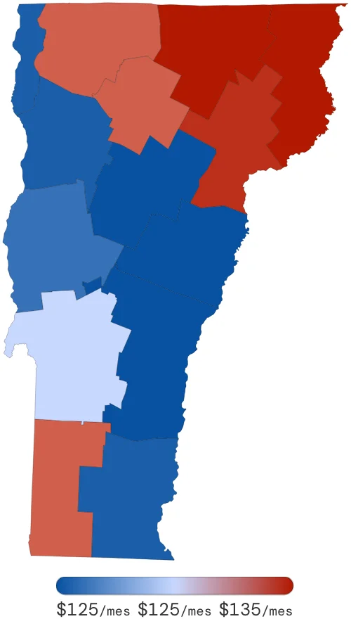 Tarifas de Seguro de Auto en Vermont por Condado – junio de 2026