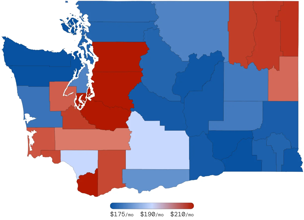 Washington Car Insurance Rates by County June 2026