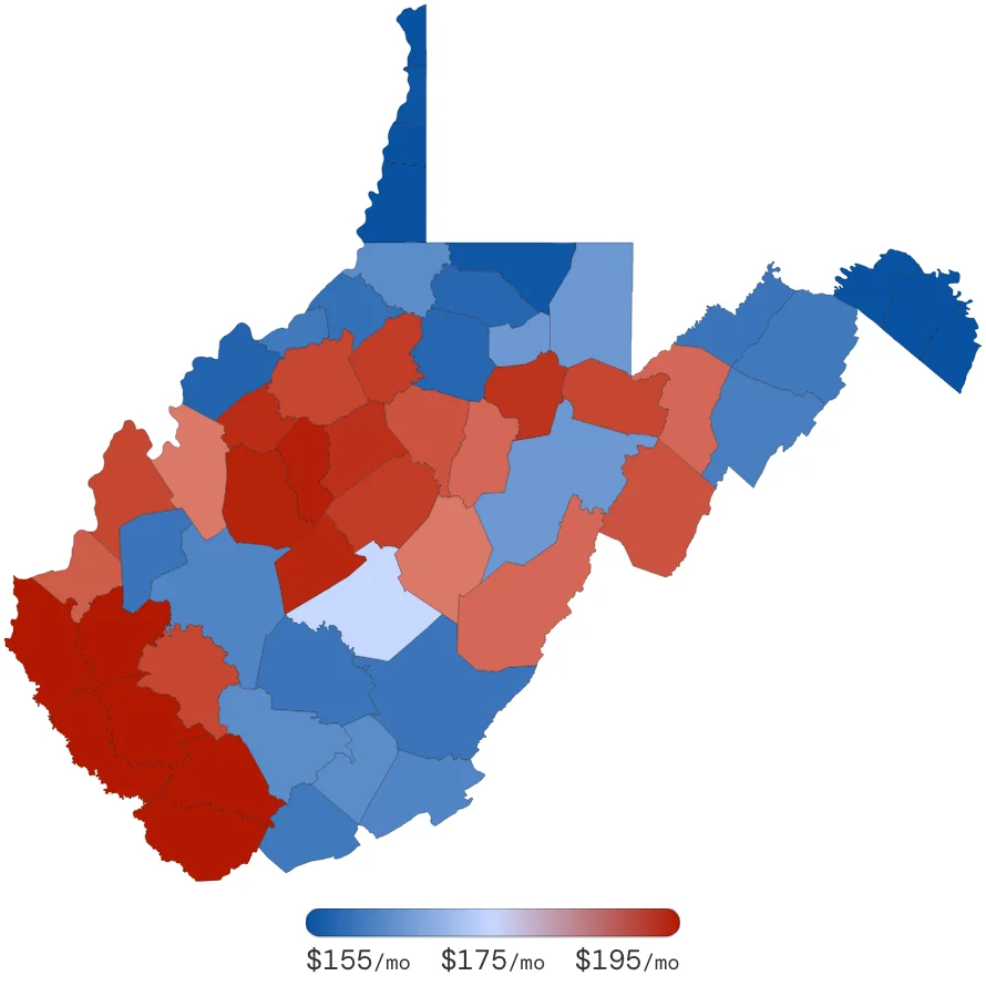 West Virginia Car Insurance Rates by County June 2026